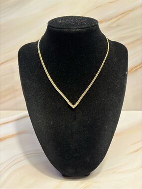 Beeline Gold-Tone Crystal V-Point Necklace 15”